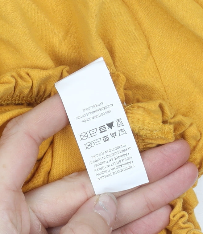 Primark Women’s Yellow Cropped Off Shoulder Puff Sleeve Blouse Size 10