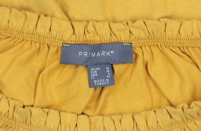 Primark Women’s Yellow Cropped Off Shoulder Puff Sleeve Blouse Size 10