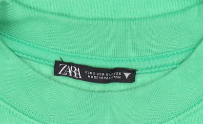 Zara Womens Green Crew Neck Pullover Sweatshirt Size S