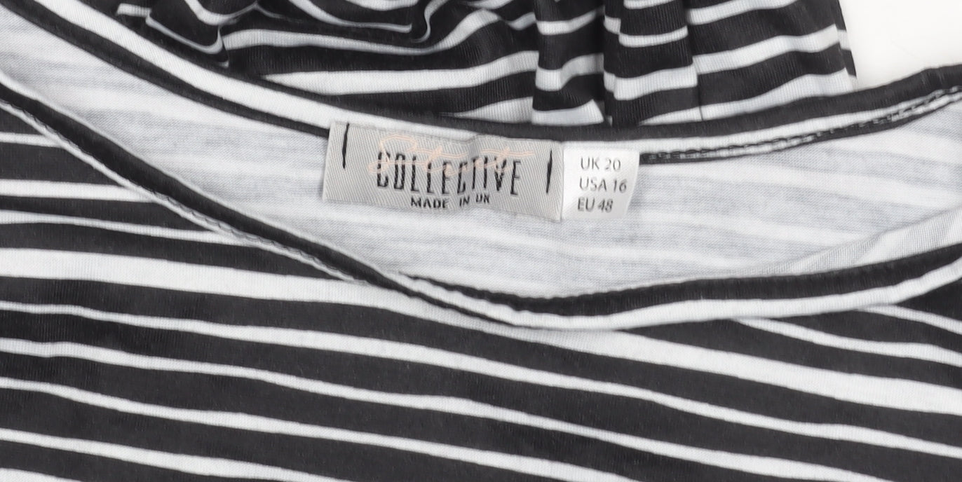 Collectif Women’s Black White Striped Shift Dress Size 20 Plus