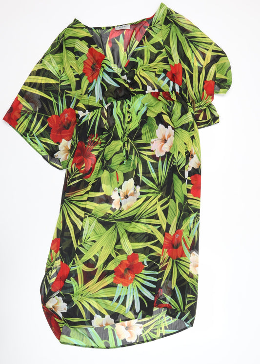 Additional front view of Soon Women’s Multicoloured Floral Kaftan Dress L Asymmetric Summer