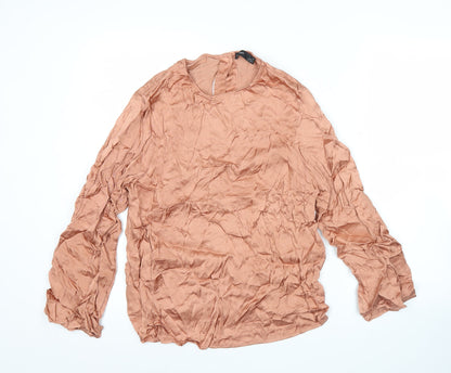 Marks and Spencer Women’s Brown Viscose Blouse Size 14 Long Sleeve