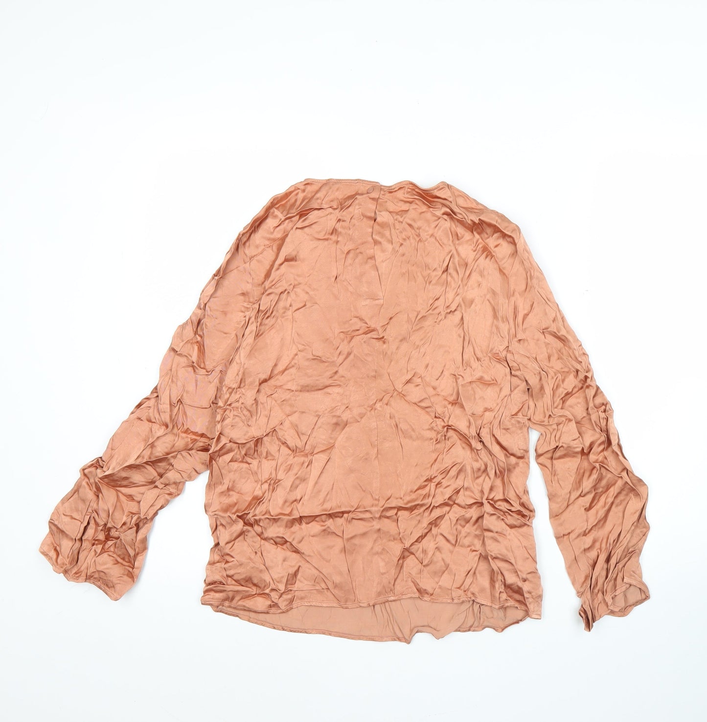 Marks and Spencer Women’s Brown Viscose Blouse Size 14 Long Sleeve