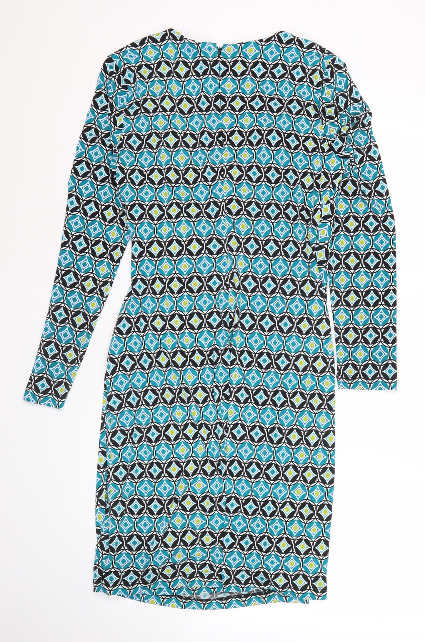 Episode Women’s Blue Geometric Bodycon Dress UK 14 Knee Length