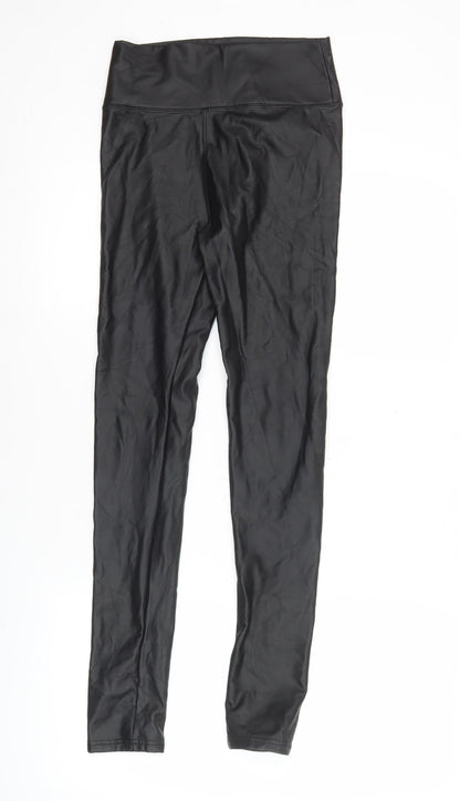 Outrageous Fortune Womens Black Faux Leather Leggings Size 6
