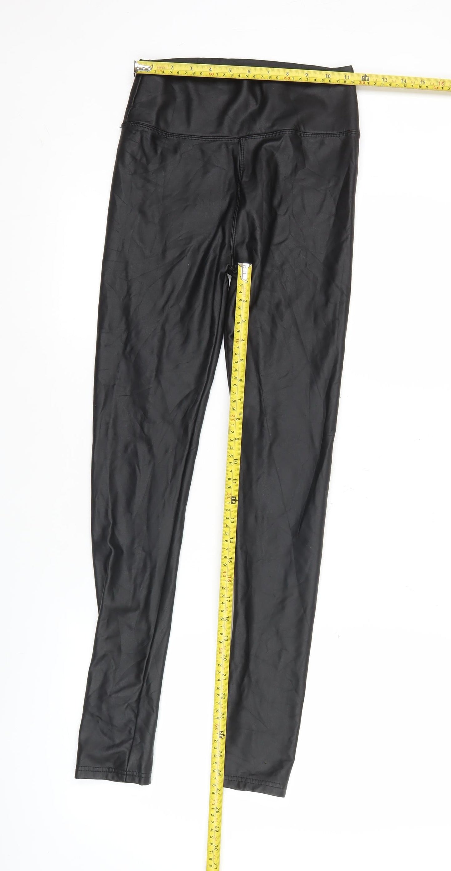 Outrageous Fortune Womens Black Faux Leather Leggings Size 6