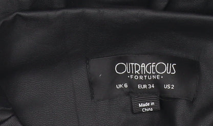 Outrageous Fortune Womens Black Faux Leather Leggings Size 6