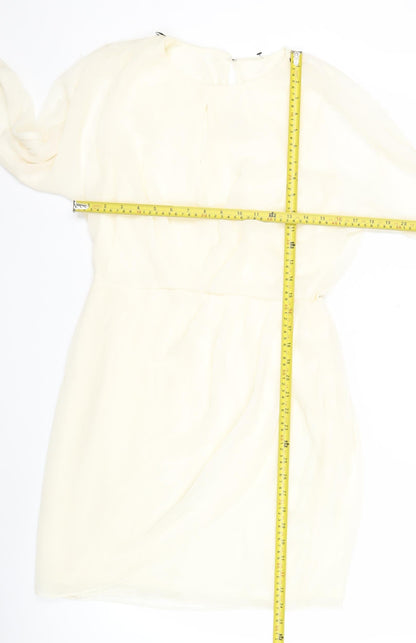 River Island Women’s Ivory Shift Dress Size 12 Knee Length Long Sleeve