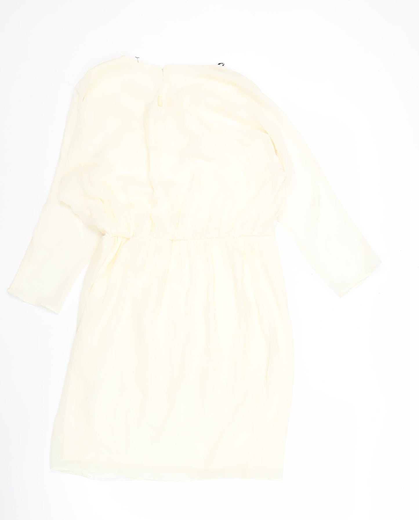 River Island Women’s Ivory Shift Dress Size 12 Knee Length Long Sleeve
