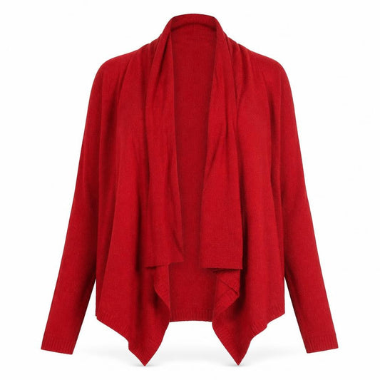 Bm Women’s Red Wrap Cardigan Jumper Size M Acrylic Knit