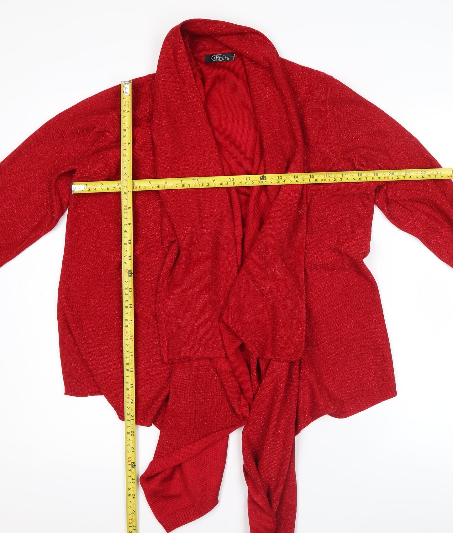 Bm Women’s Red Wrap Cardigan Jumper Size M Acrylic Knit