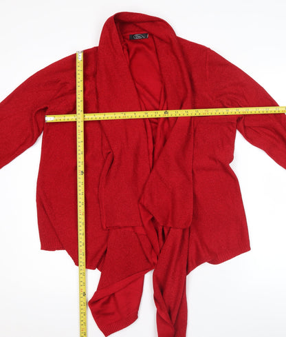 Bm Women’s Red Wrap Cardigan Jumper Size M Acrylic Knit
