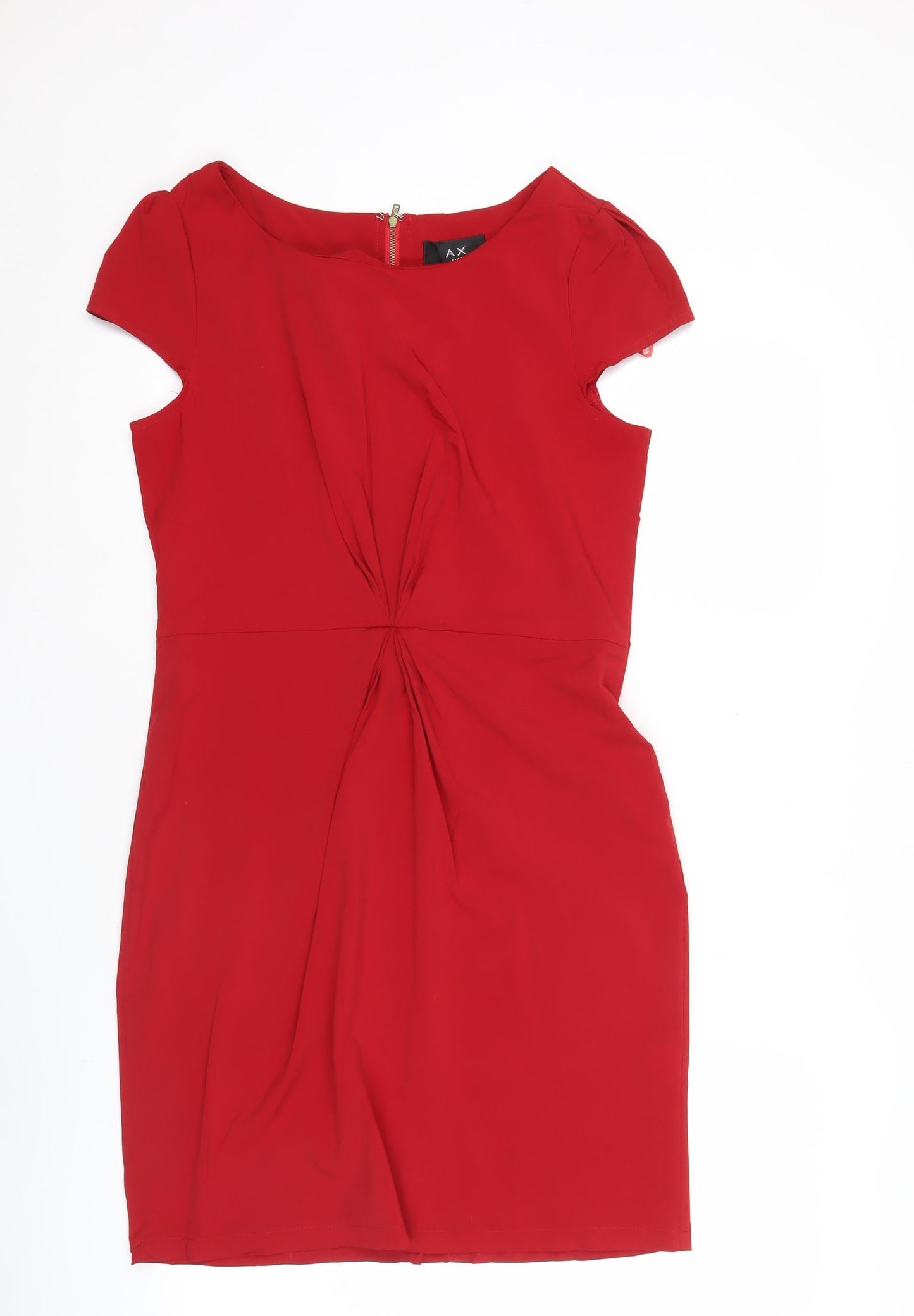 AX Paris Women Red Sheath Dress Size 12 V-Neck Short Sleeve