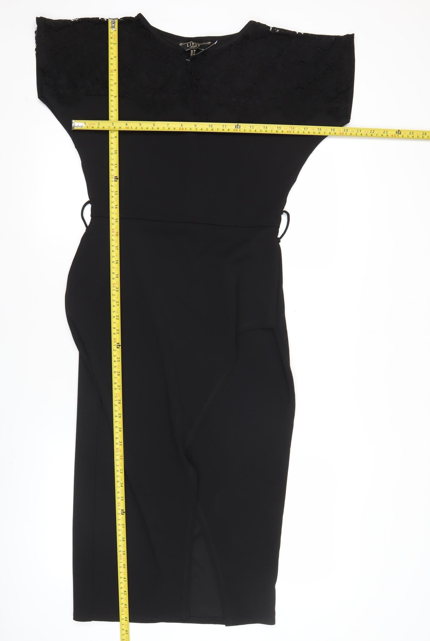 Lipsy Women’s Black Lace Sheath Dress Size 10 Cocktail Knee Length