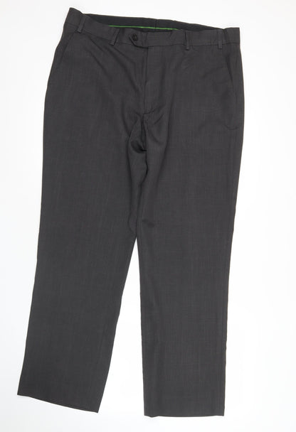 F&F Men’s Black Dress Pants Size 38x31 Regular Fit Trousers