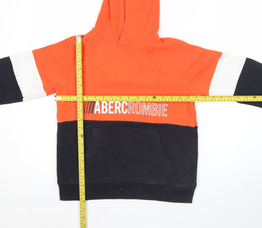 Abercrombie Kids Boys Orange Black Colourblock Pullover Hoodie 9 Years