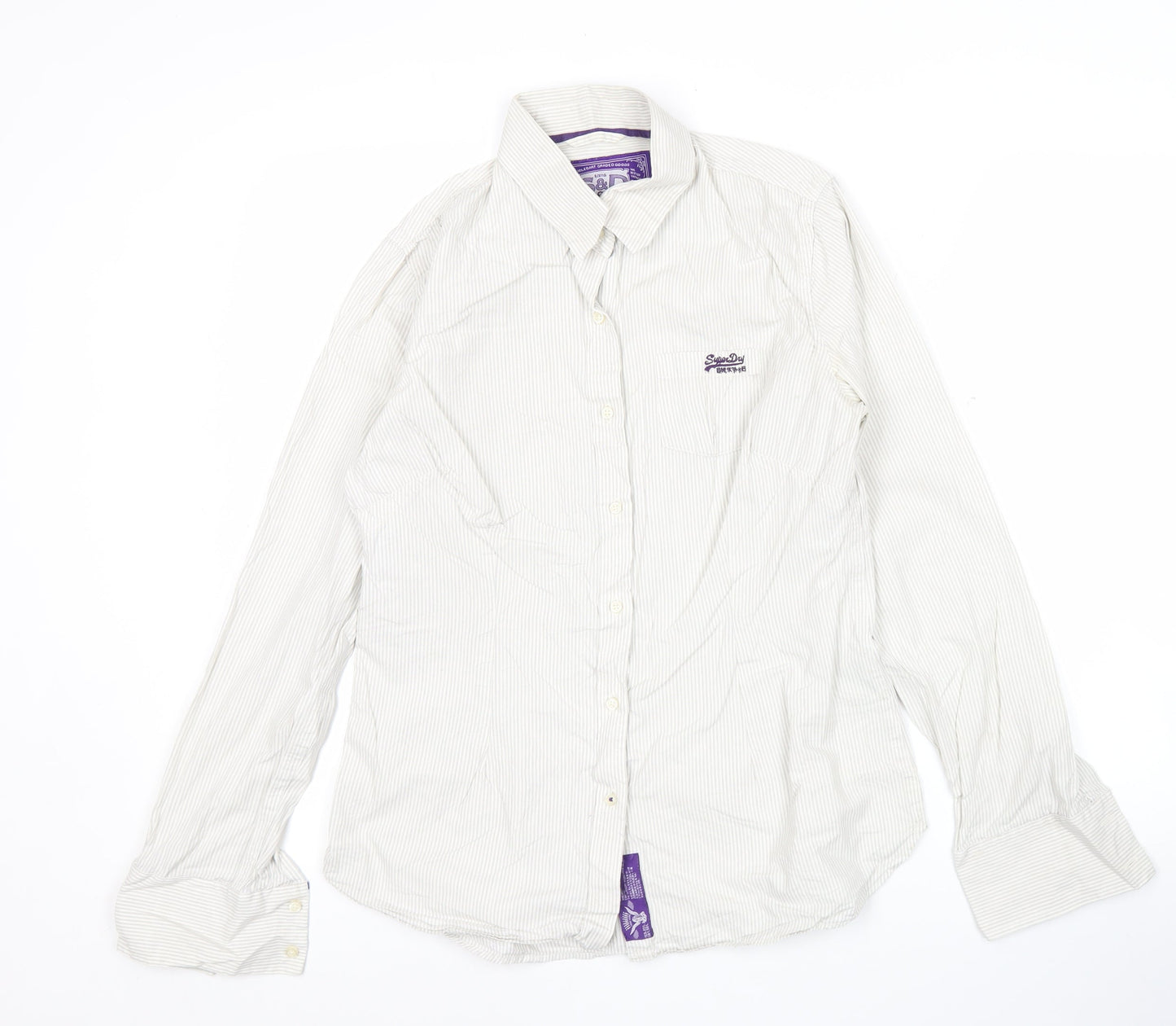 Womens UK Size M Superdry White Classic Button-Up