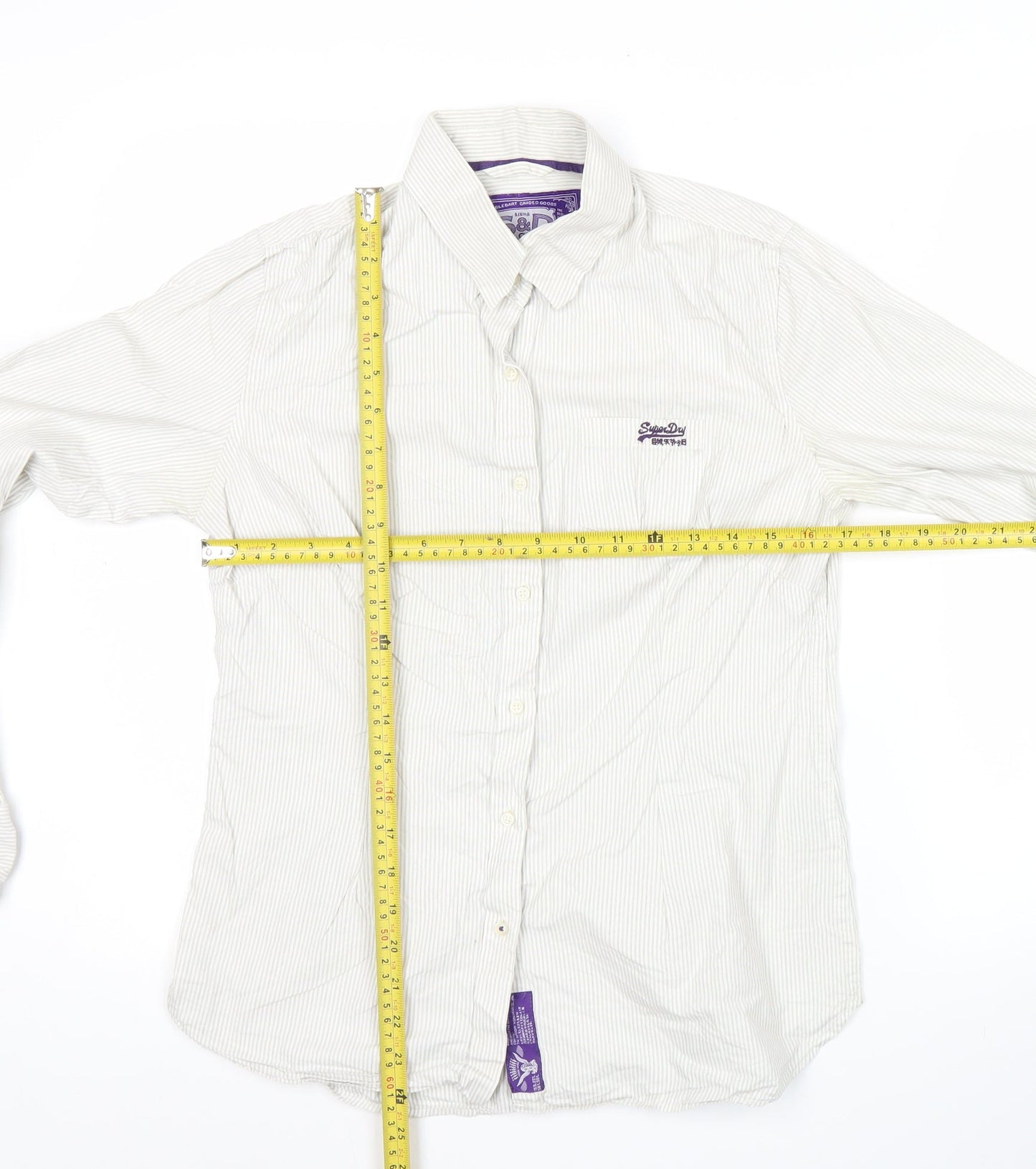 Womens UK Size M Superdry White Classic Button-Up