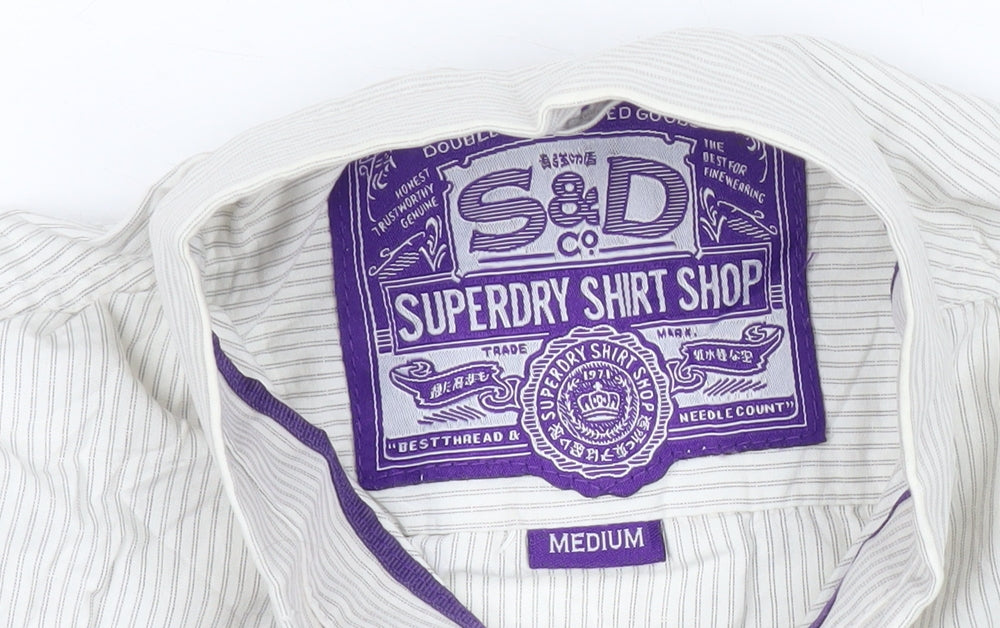 Womens UK Size M Superdry White Classic Button-Up