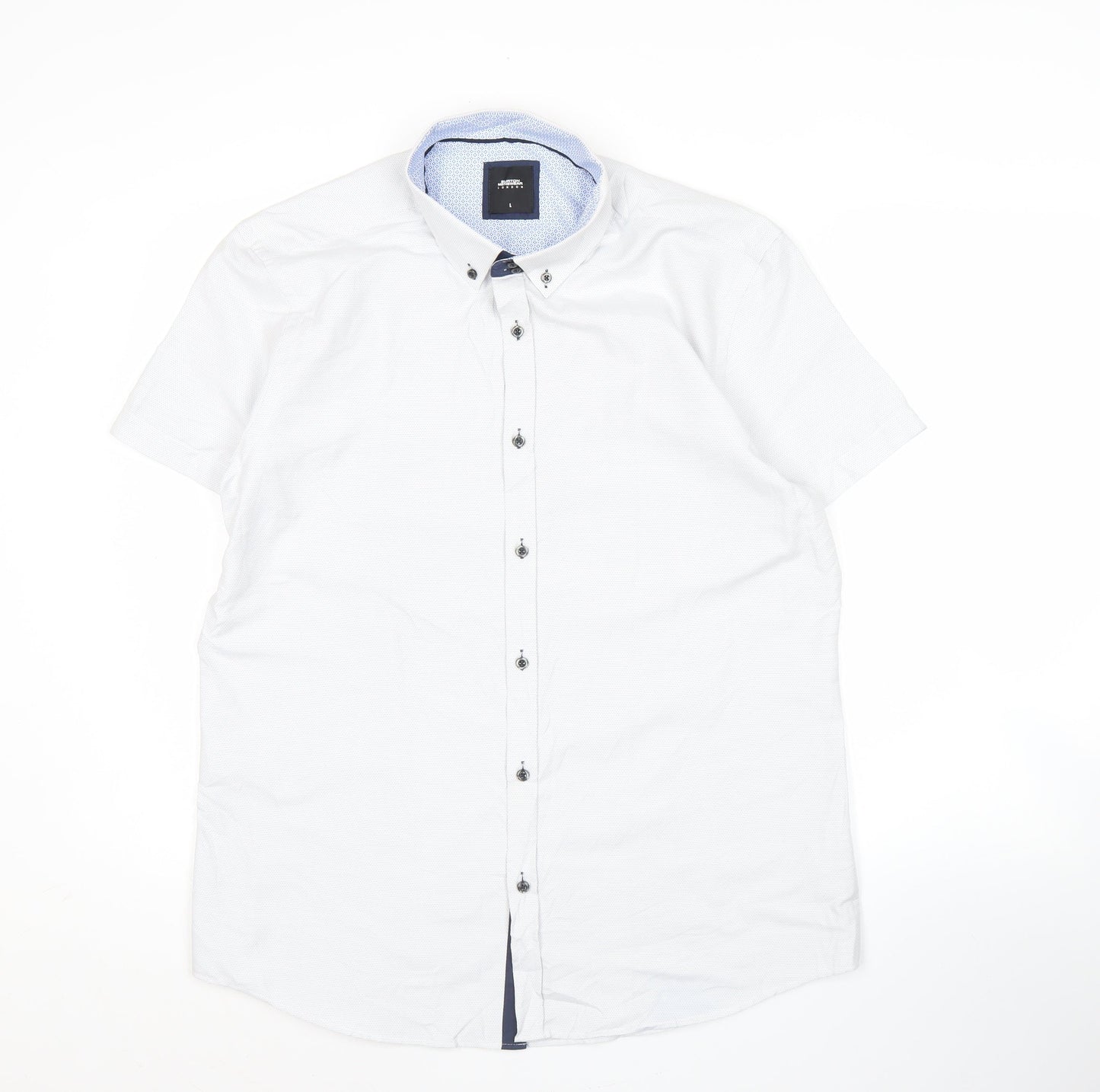 Burton Menswear London Mens White Short Sleeve Button-Up Shirt L