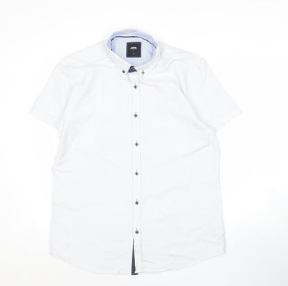 Burton Menswear London Mens White Short Sleeve Button-Up Shirt L