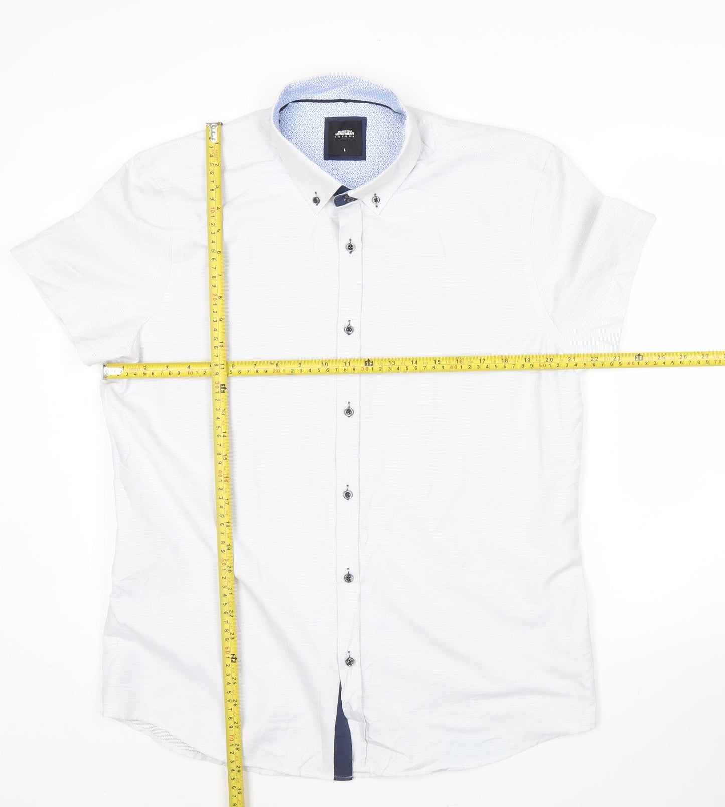 Burton Menswear London Mens White Short Sleeve Button-Up Shirt L