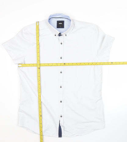 Burton Menswear London Mens White Short Sleeve Button-Up Shirt L