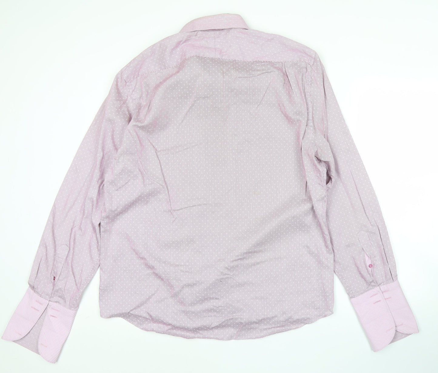 Jeff Banks Men’s Pink Striped Long Sleeve Cotton Button-Up Shirt Size 17