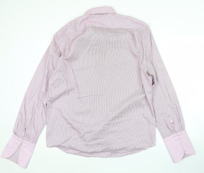Jeff Banks Men’s Pink Striped Long Sleeve Cotton Button-Up Shirt Size 17