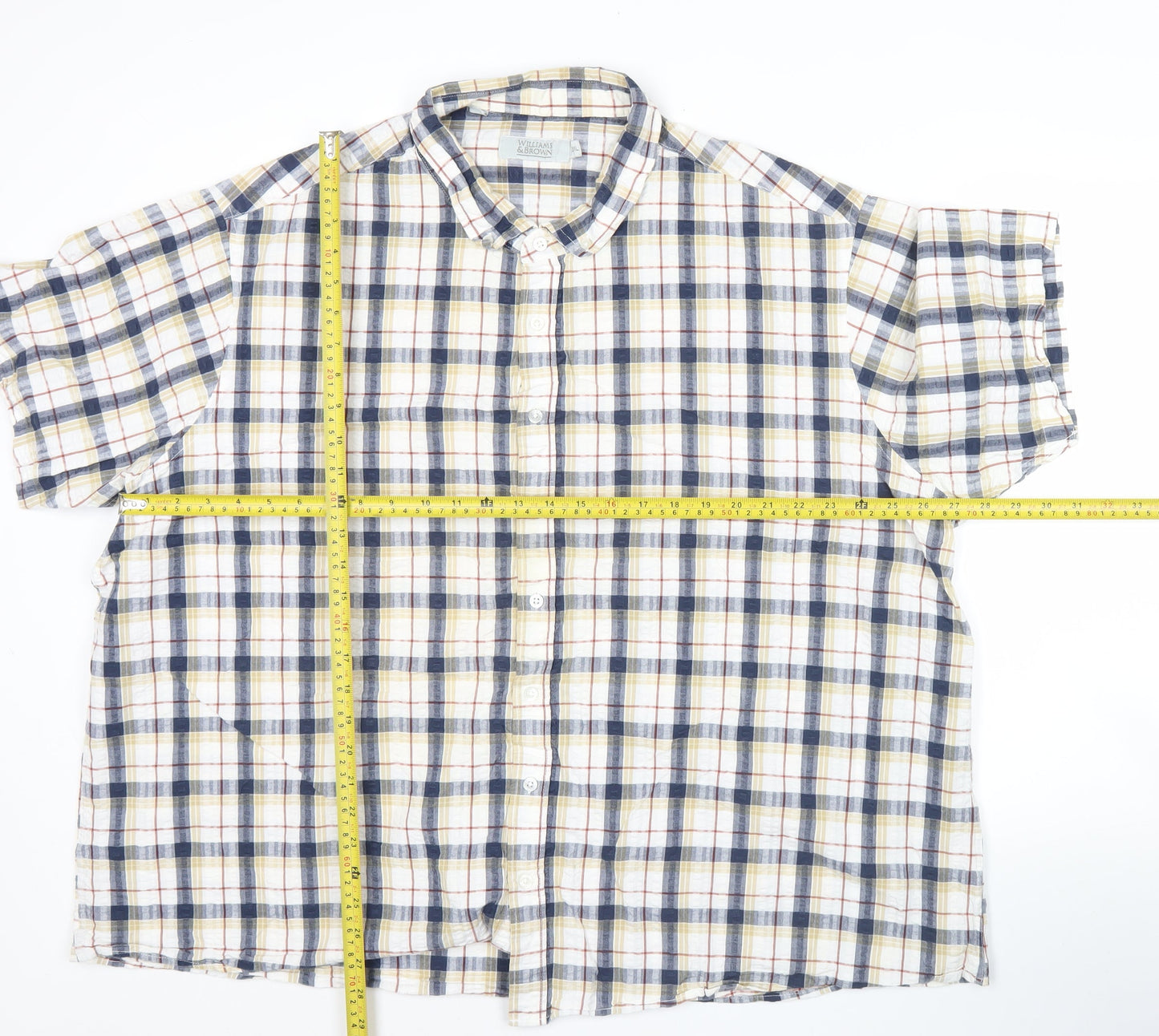 Williams & Brown Men's XL Multicoloured Plaid Short Sleeve Cotton Shirt