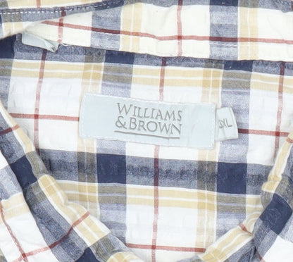 Williams & Brown Men's XL Multicoloured Plaid Short Sleeve Cotton Shirt