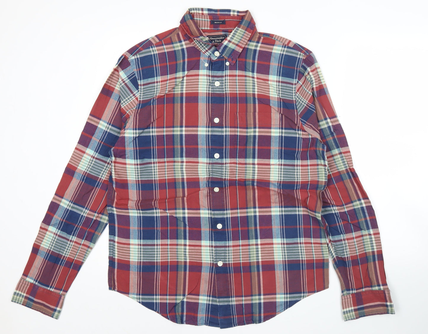 Abercrombie & Fitch Mens Multicoloured Plaid Button-Up Shirt L Long Sleeve
