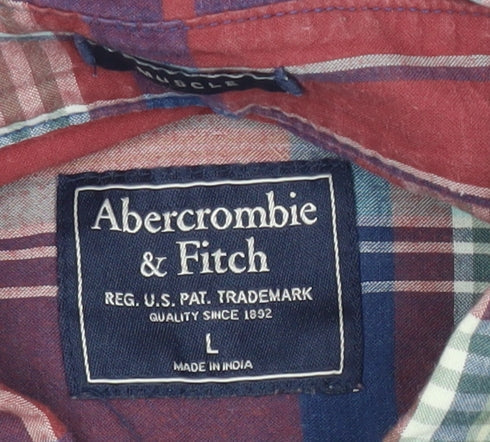 Abercrombie & Fitch Mens Multicoloured Plaid Button-Up Shirt L Long Sleeve