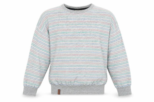 Naketano Men’s Grey Striped Crew Neck Pullover Jumper Size L