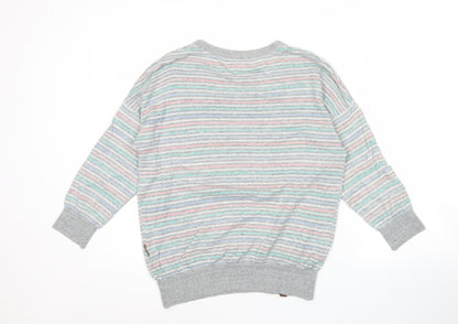 Naketano Men’s Grey Striped Crew Neck Pullover Jumper Size L