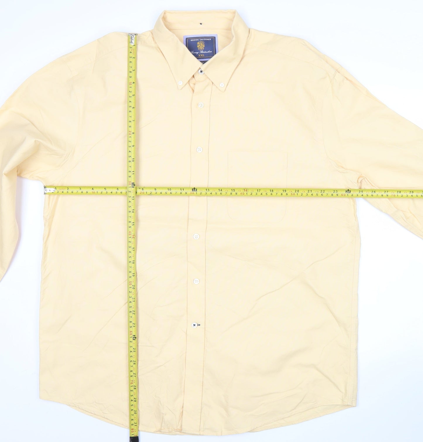 Brook Taverner Men’s Beige 2XL Button-Up Cotton Shirt Long Sleeve
