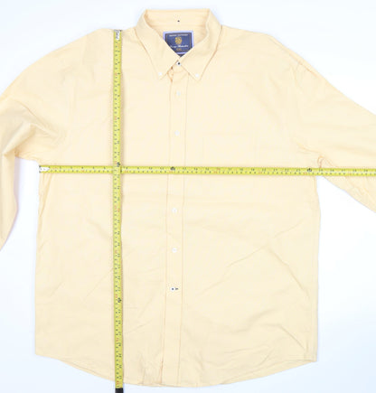 Brook Taverner Men’s Beige 2XL Button-Up Cotton Shirt Long Sleeve