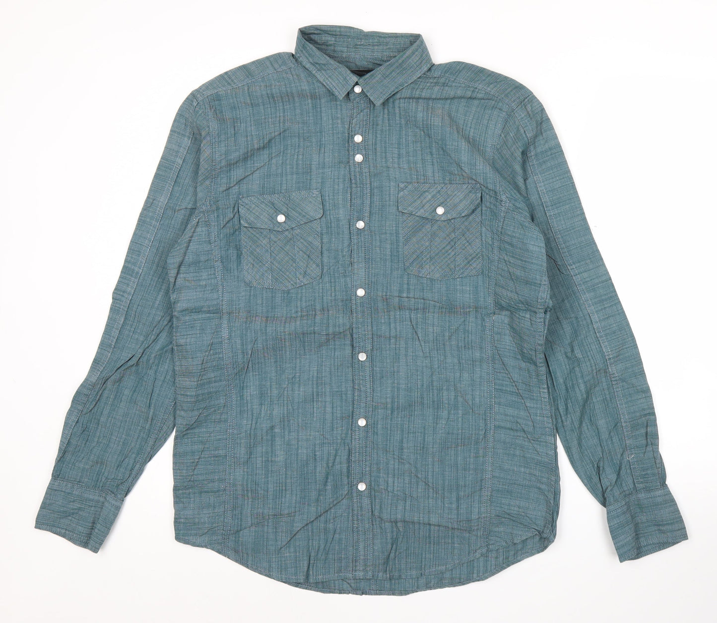 INC International Concepts Men's Green Medium Button-Up Cotton Shirt