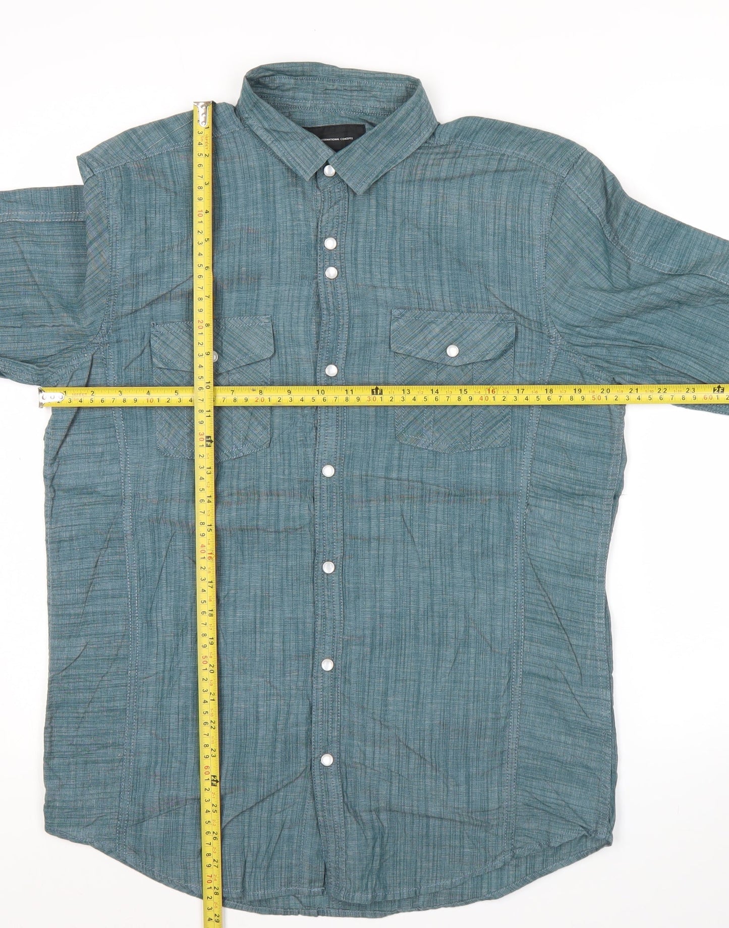 INC International Concepts Men's Green Medium Button-Up Cotton Shirt
