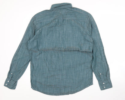 INC International Concepts Men's Green Medium Button-Up Cotton Shirt