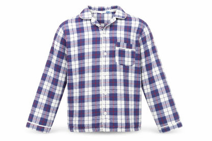 John Lewis Boys Blue Check Cotton Pyjama Top 11 Years Long Sleeve Button