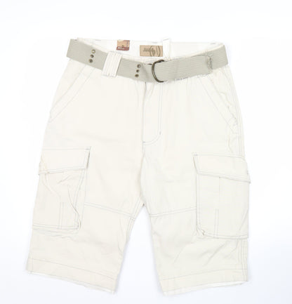 Billabong Mens Beige Cargo Shorts Size 34 Belted Cotton Summer