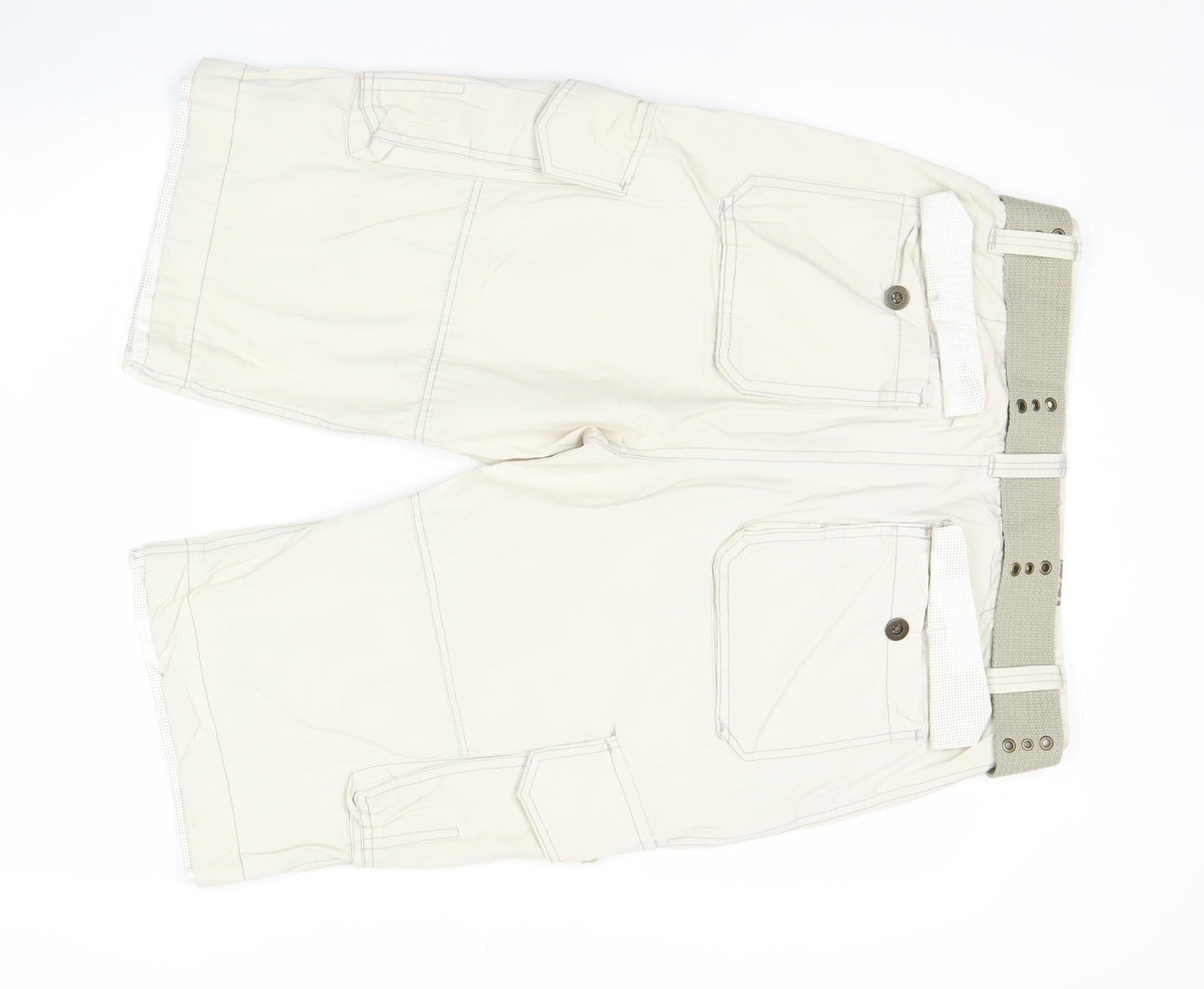 Billabong Mens Beige Cargo Shorts Size 34 Belted Cotton Summer