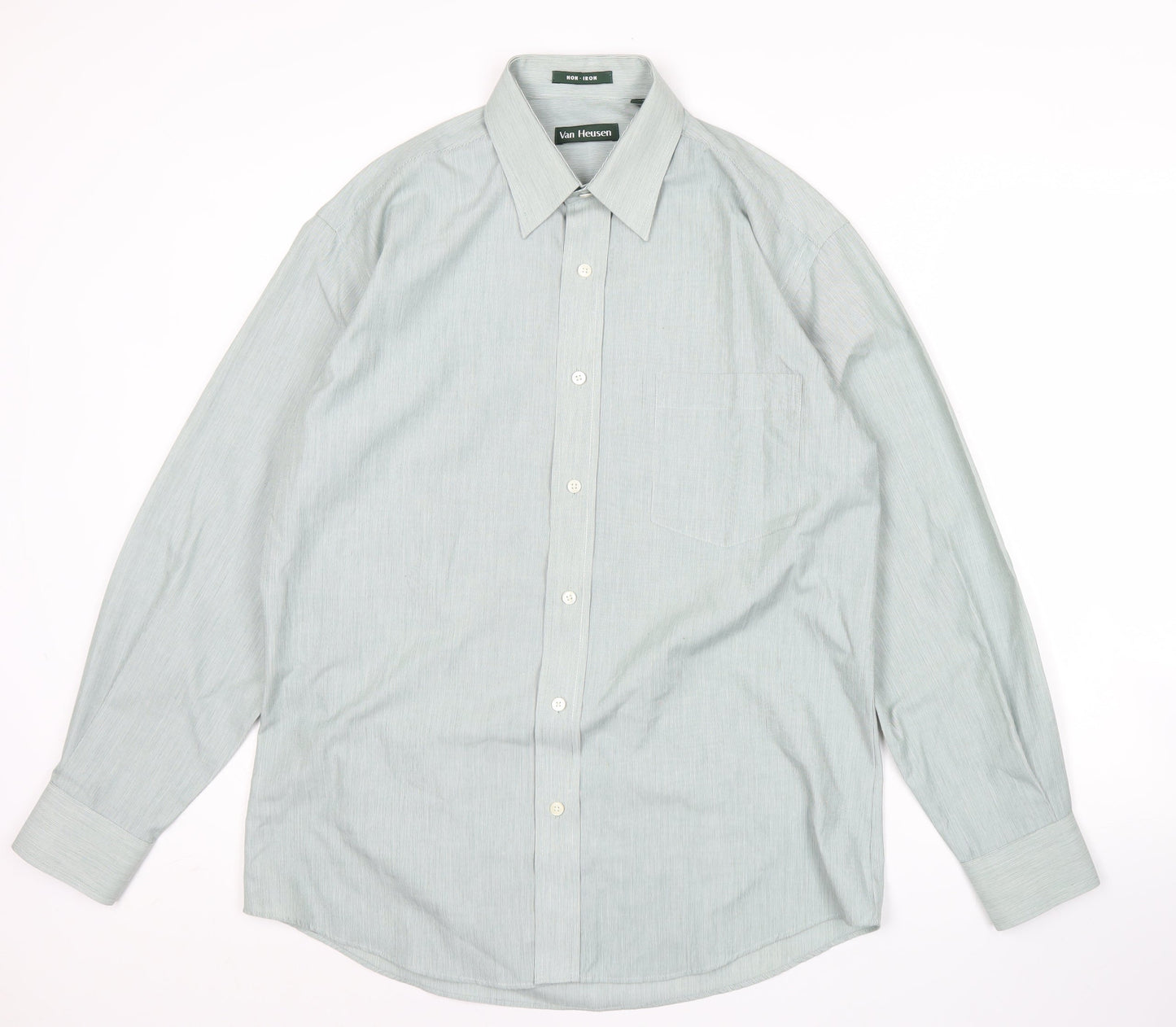 Van Heusen Men’s Green 15.5in Long Sleeve Button-Up Shirt