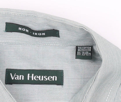 Van Heusen Men’s Green 15.5in Long Sleeve Button-Up Shirt