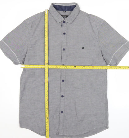 Zodiac Men's Grey Cotton Short Sleeve Button-Up Shirt M
