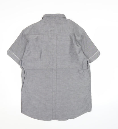Zodiac Men's Grey Cotton Short Sleeve Button-Up Shirt M