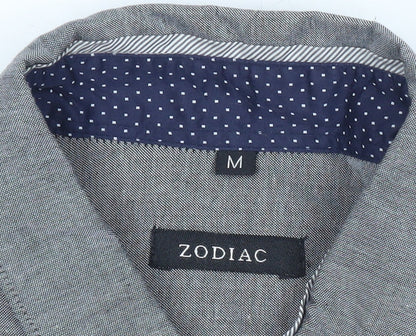 Zodiac Men's Grey Cotton Short Sleeve Button-Up Shirt M