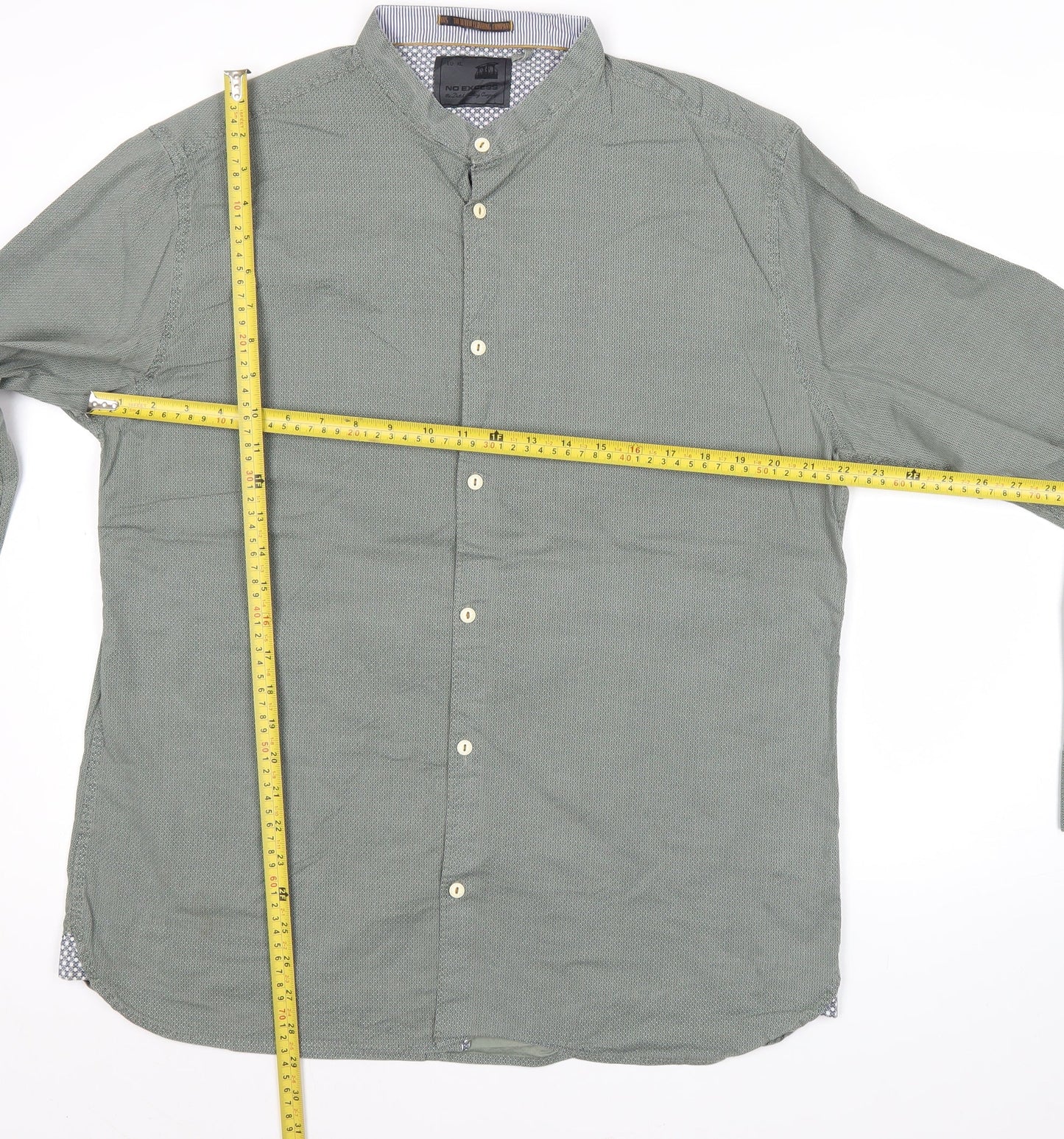 No Excess Men's Green XL Long Sleeve Button-Up Casual Shirt