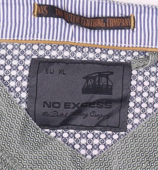 No Excess Men's Green XL Long Sleeve Button-Up Casual Shirt